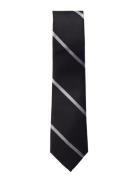 Black White League Silk Tie AN IVY Black