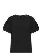 Crepe Light Puff Sleeve Top French Connection Black