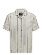 Onstrev Life Reg Ss Struc Stripe Shirt ONLY & SONS Cream