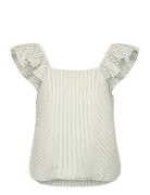 Slfvittoria Striped Ruffle Sleeve Top B Selected Femme White