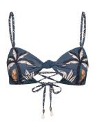 Lottie Printed Bandeau Bikini Top Malina Navy