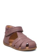Starters™ Scallop Velcro Sandal Pom Pom Purple