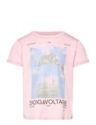 Short Sleeves Tee-Shirt Zadig & Voltaire Kids Pink