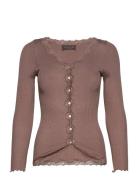 Rwbabette Ls V-Neck Regular Lace Ca Rosemunde Brown