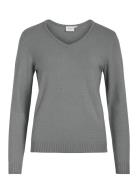 Viril V-Neck L/S Knit Top - Noos Vila Grey