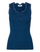 Silk Top W/ Button & Lace Rosemunde Blue