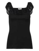Silk T-Shirt Ss W/ Lace Rosemunde Black