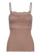 Silk Strap Top W/ Lace Rosemunde Brown