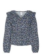 Vmfia Ls V-Neck Crop Top Wvn Girl Vero Moda Girl Blue