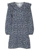 Vmfia Ls Short V-Neck Dress Wvn Girl Vero Moda Girl Blue