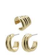 Nadya Hoop And Cuff Earrings 2-In-1 Set Pilgrim Gold