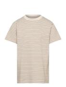 T-Shirt Ss Striped Rib Huttelihut Beige