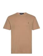 Custom Slim Fit Soft Cotton T-Shirt Polo Ralph Lauren Beige