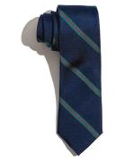 Navy Green Red Thin Stripes Silk Tie AN IVY Navy