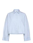 Slfastha Ls Cropped Boxy Shirt B Selected Femme Blue