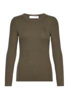 Slfdianna Ls O-Neck Top Noos Selected Femme Khaki