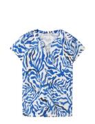 T-Shirt Blouse Alloverprinted Tom Tailor Blue