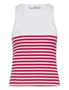 Stripe-Print Top Mango Red