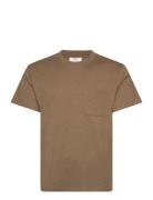 100% Cotton T-Shirt With Pocket Mango Brown