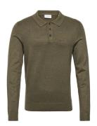 Long Sleeve Knitted Poloshirt Lindbergh Green