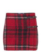 Plaid Leather-Trim Wrap Skirt Polo Ralph Lauren Red