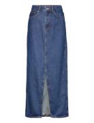 Slit Denim Skirt Mango Blue