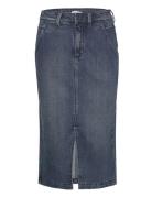 Denim Skirt With Slit Tom Tailor Blue