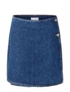 Slfclair Mw Mid Bl Shor Wrap Denim Skirt Selected Femme Blue