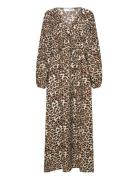 Slfsalli-Damina Ls Aop Ankle Dress B Selected Femme Brown