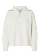 Slfbloomie Ls Knit Half Zip Noos Selected Femme White