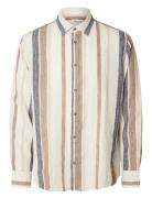 Slhrelax-Linen Wide Stripe Shirt Ls Selected Homme Beige