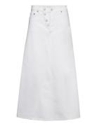 White Denim Double Fly Maxi Skirt Ganni White