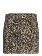 Leopard-Print Denim Mini-Skirt Mango Brown