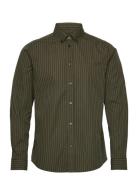 Kristian Stripe Poplin Shirt Les Deux Green