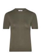 Short-Sleeved Fine-Knit Sweater Mango Khaki