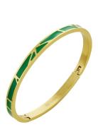 Rose Enamel Bangle Green/Gold Bud To Rose Green