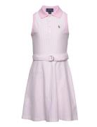 Belted Striped Knit Oxford Polo Dress Ralph Lauren Kids Pink