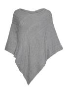 Crdela Knit Poncho Cream Grey