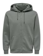 Onsceres Life Zip Thr. Hoodie Sweat ONLY & SONS Grey