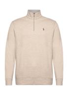 Luxury Jersey Quarter-Zip Pullover Polo Ralph Lauren Beige