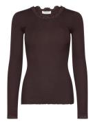 Rwbabette Ls Regular Lace T-Shirt Rosemunde Brown