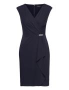 Jersey Cap-Sleeve Cocktail Dress Lauren Ralph Lauren Navy