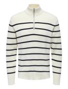 Onsphil Reg 12 Struc Half Zip Knit Noos ONLY & SONS White