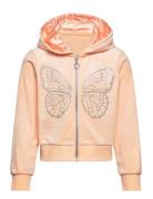 Velour Hoodie With Rhinest S Lindex Orange