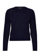 Cable-Knit Cotton Crewneck Sweater Lauren Ralph Lauren Navy