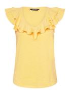 Ruffle-Trim Slub Jersey Sleeveless Tee Lauren Ralph Lauren Yellow