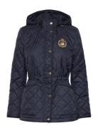 Crest-Patch Diamond-Quilted Hooded Coat Lauren Ralph Lauren Navy