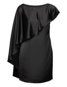 Satin Cape Cocktail Dress Lauren Ralph Lauren Black