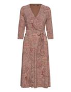 Paisley Surplice Stretch Jersey Dress Lauren Ralph Lauren Pink