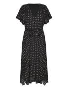 Geo-Print Crepe Flutter-Sleeve Dress Lauren Ralph Lauren Black